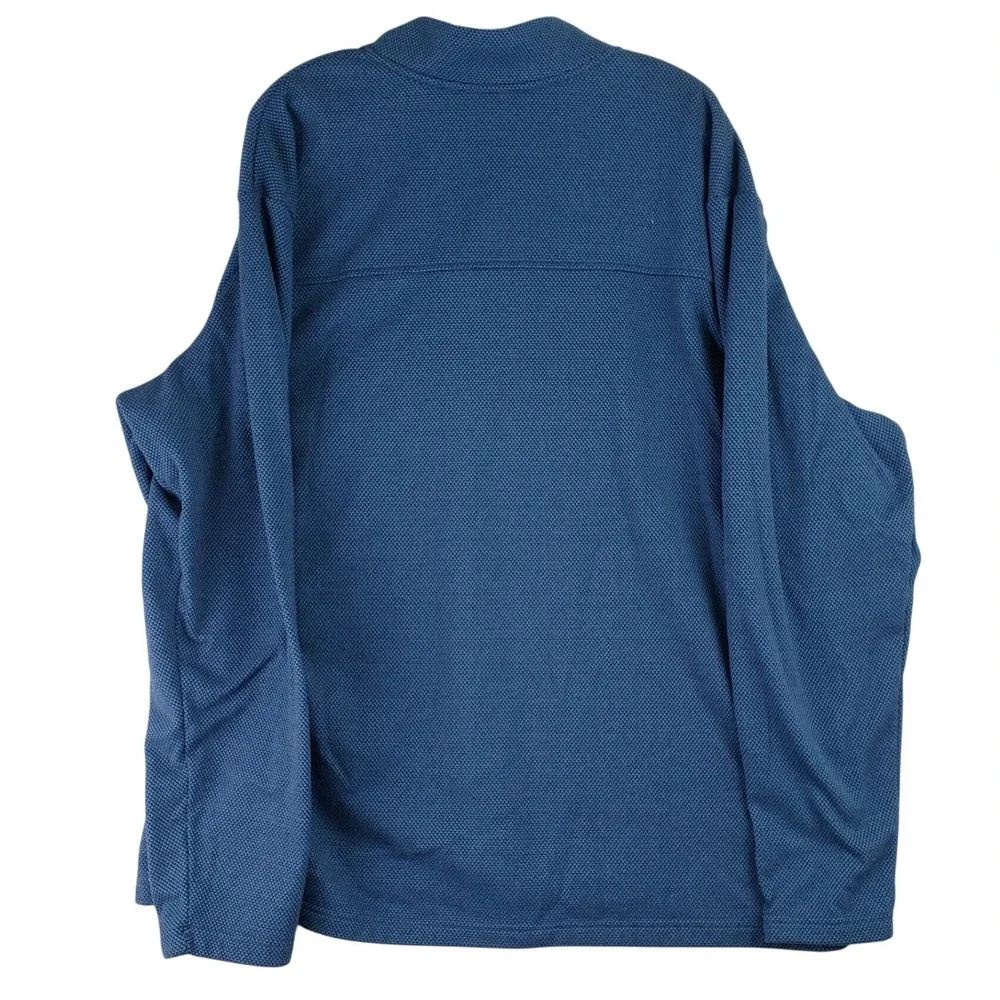 Adidas Quarter Zip Pullover Mens 2XL Blue Textured Waffle Knit Sporty Activewear